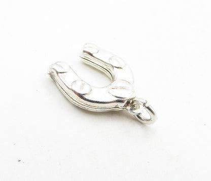925 Sterling Silver  Vintage Shiny Petite Hollow Horseshoe Drop Pendant PT6836