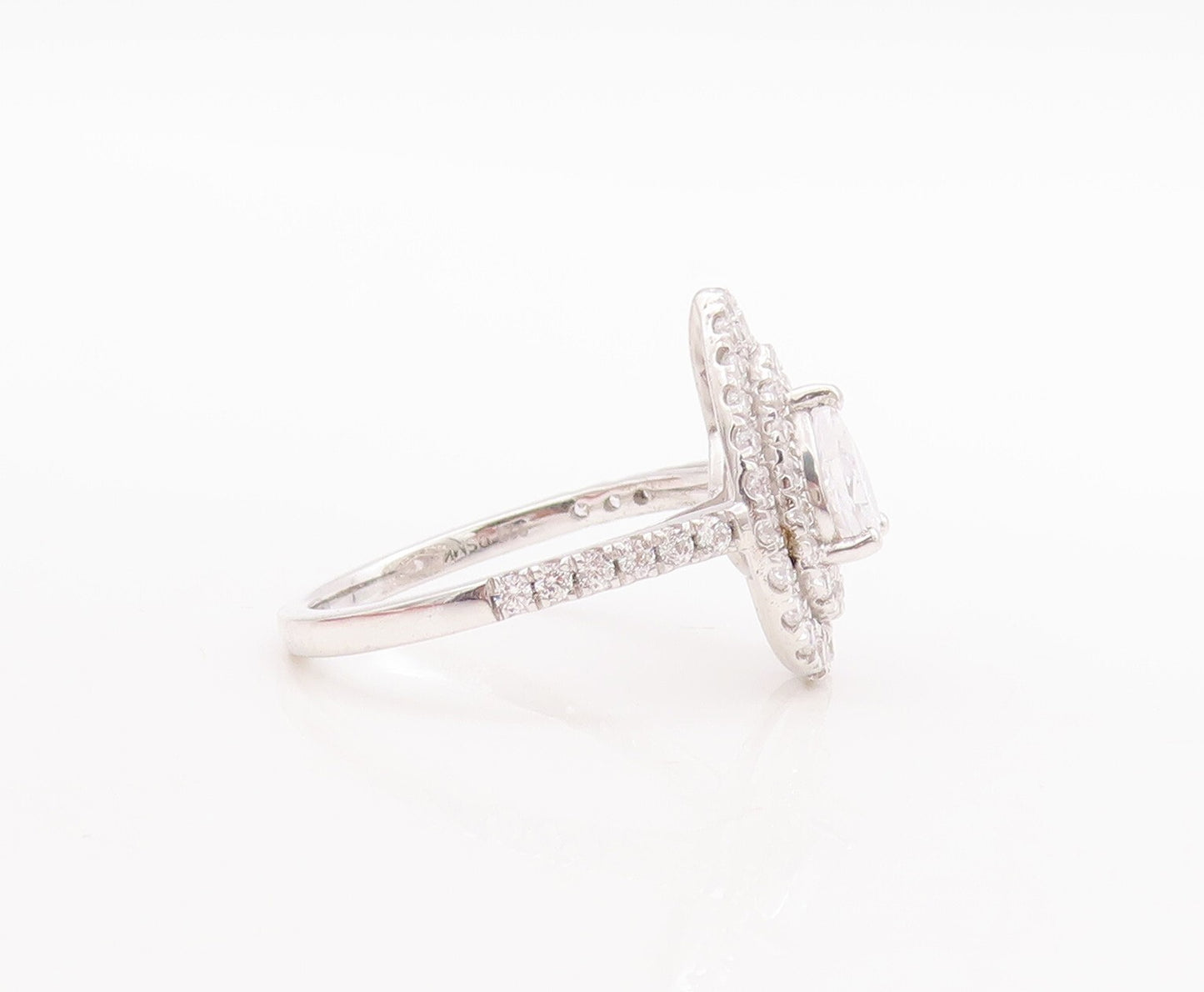 925 Sterling Silver Vintage Ring Drop Cut Halo CZ Bands  Sz 8  RG29538