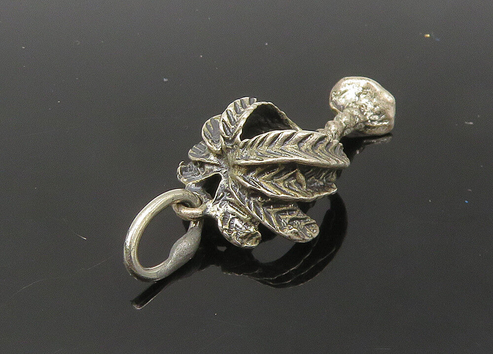 925 Sterling Silver  Vintage Petite Oxidized Palm Tree Motif Pendant  PT17151