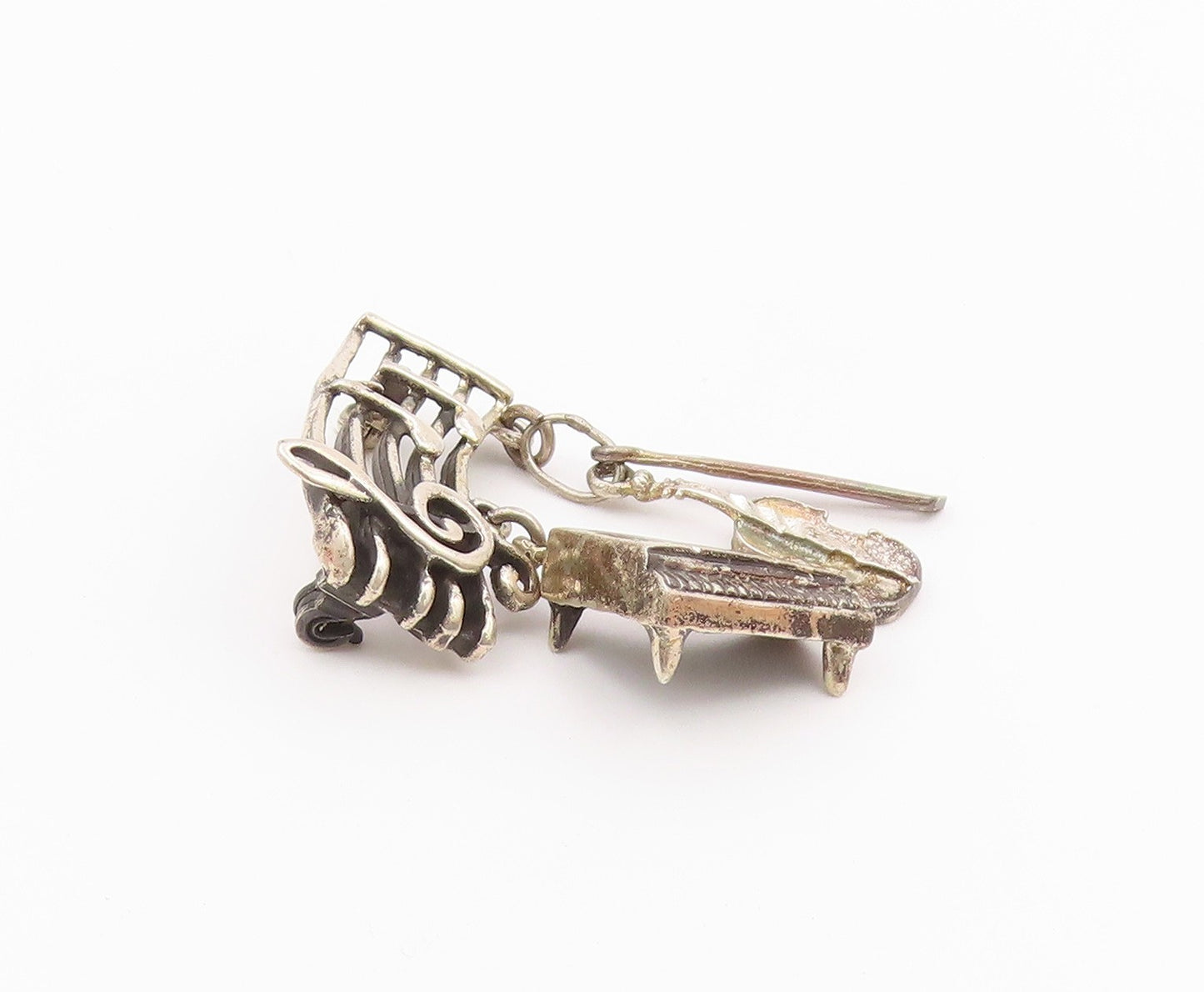 JJ BURTON 925 Silver  Vintage Grand Piano Music Motif Brooch Pin  BP9327