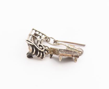 JJ BURTON 925 Silver  Vintage Grand Piano Music Motif Brooch Pin  BP9327