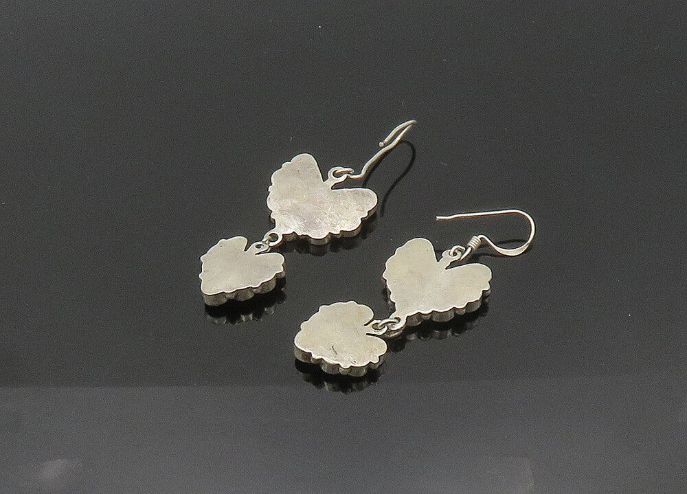 925 Silver Vintage Mother Of Pearl & Multi Stone Dangle Earrings EG10762