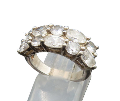 925 Silver  Vintage Double Row Cubic Zirconia Pattern Ring Sz 6.5  RG24853