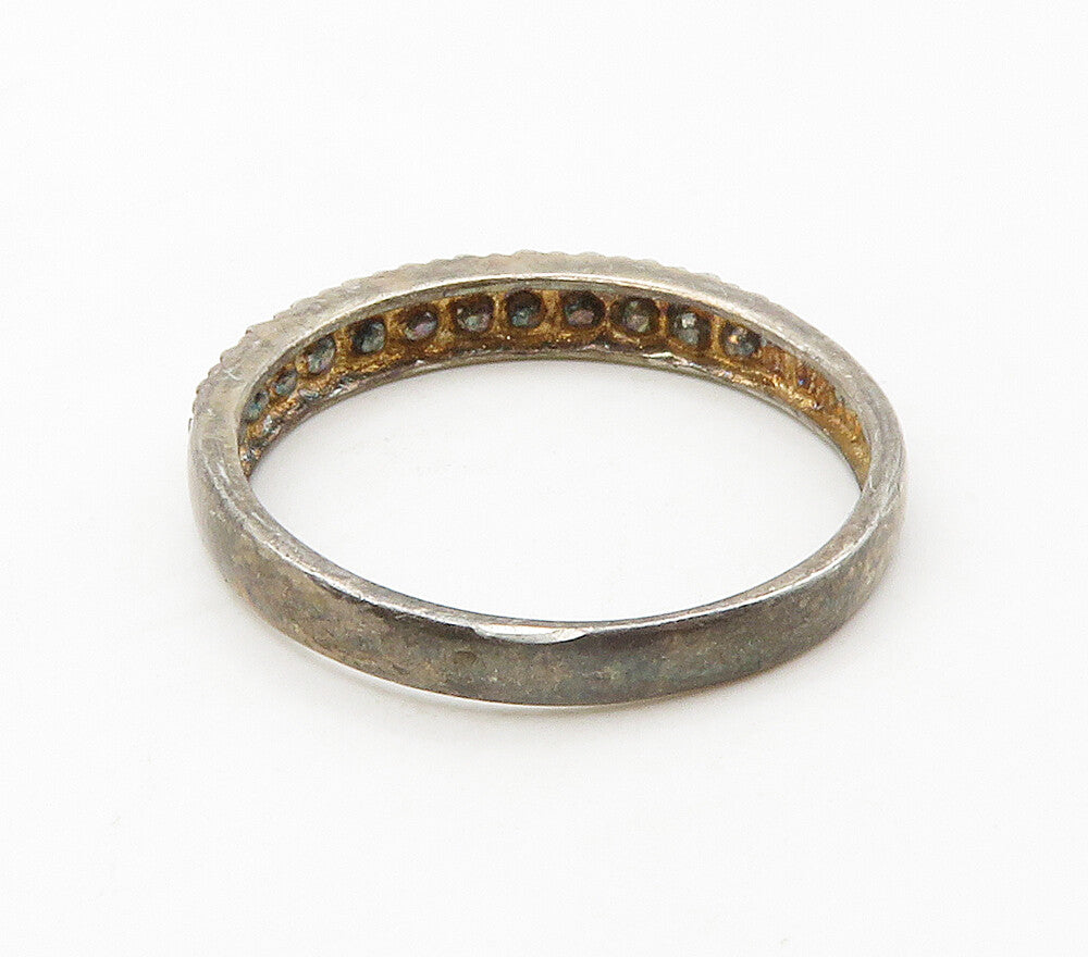 AVON 925 Silver  Vintage Yellow Topaz Dark Tone Band Ring Sz 9.5  RG16698