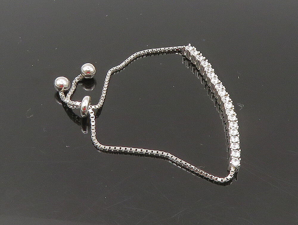 925 Silver  White Cubic Zirconia Adjustable Child Box Chain Bracelet  BT1060