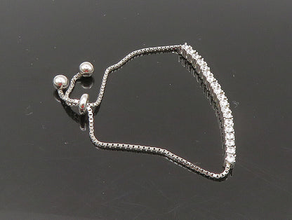 925 Silver  White Cubic Zirconia Adjustable Child Box Chain Bracelet  BT1060
