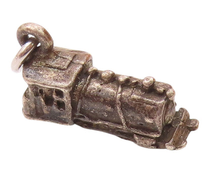 925 Sterling Silver  Vintage Petite Shiny Steam Train Pendant  PT18171