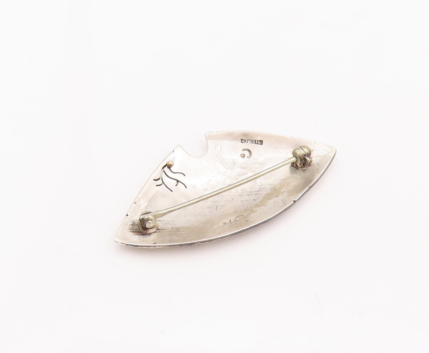 14k Gold 925 Sterling Silver Vintage Brooch Pin Designer Etched Patterns BP10966