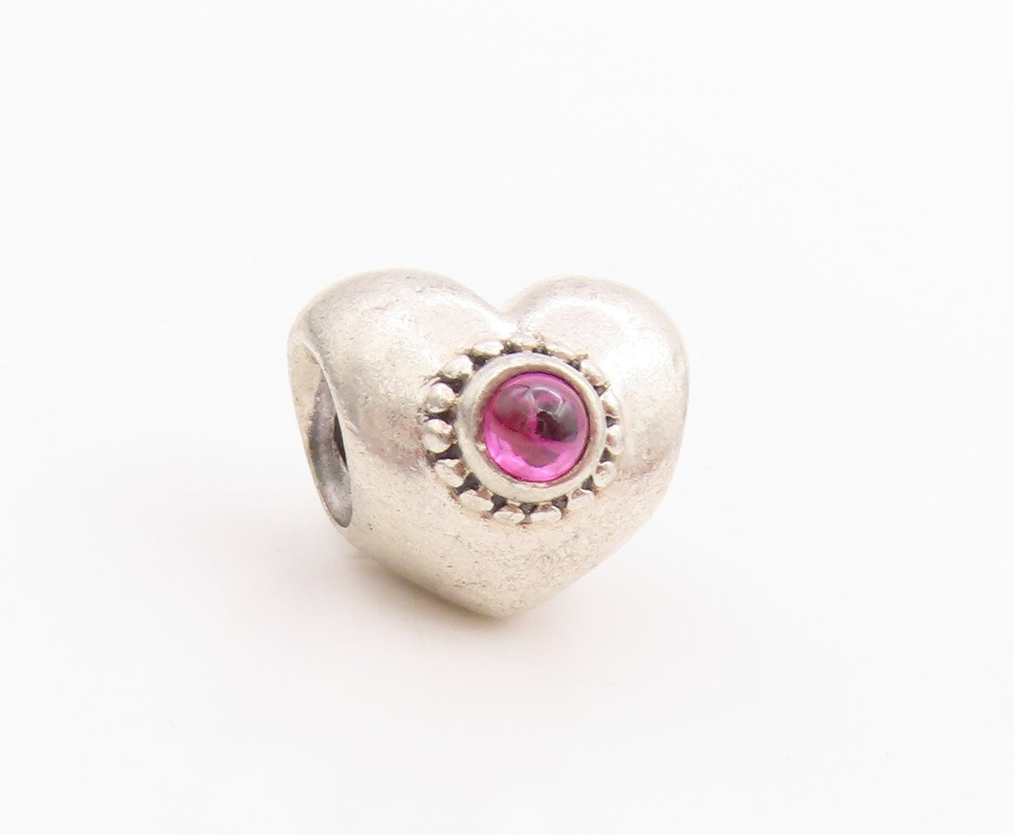 925 Sterling Silver Vintage Pendant PANDORA Cabochon CZ Heart Charm  PT24502