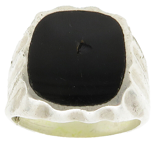 MEXICO 925 Sterling Silver  Vintage Black Onyx Cocktail Ring Sz 12  RG16005