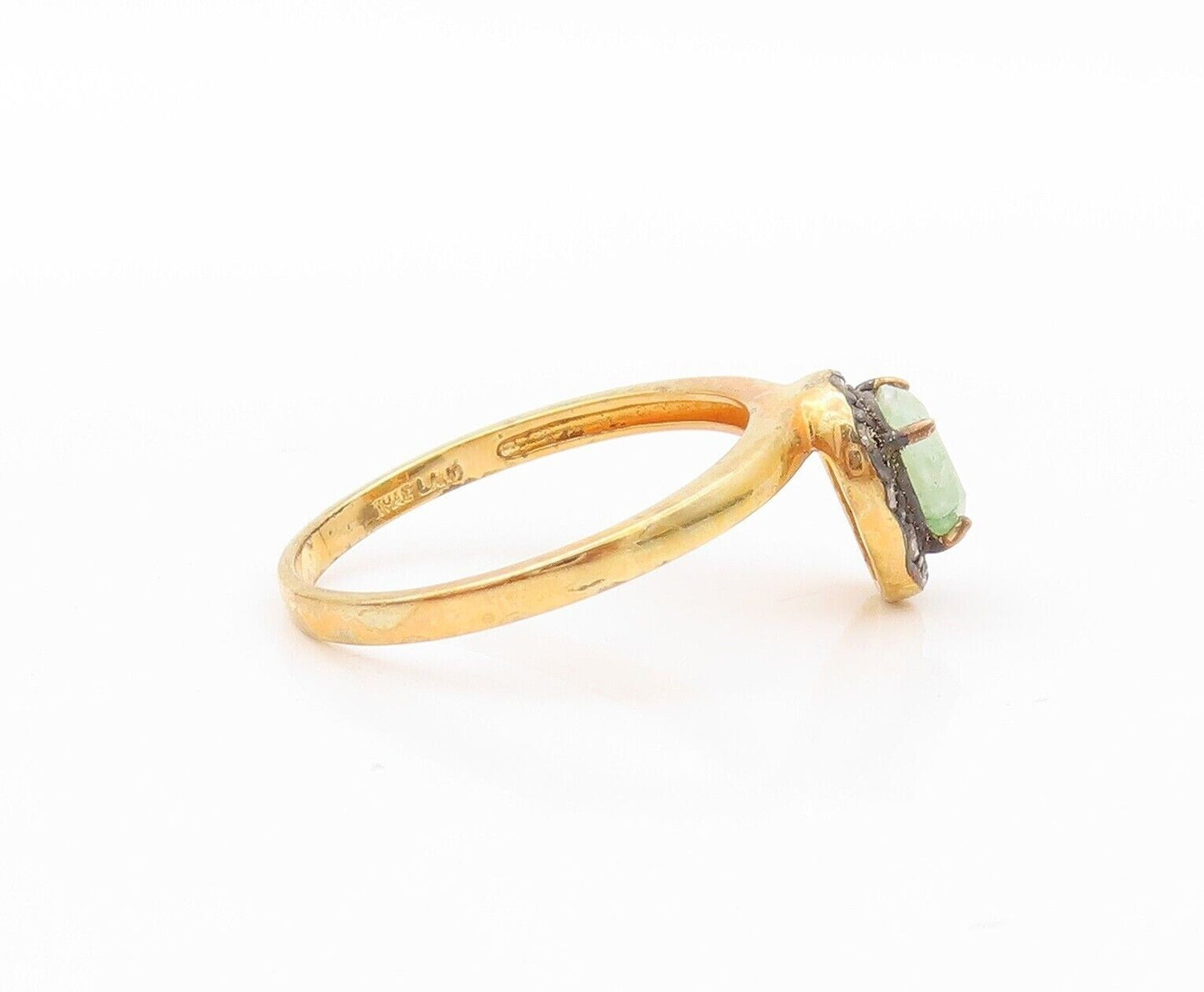 925 Sterling Silver Vintage Ring Gold Plated Diamonds & Gemstones  Sz 8  RG30312