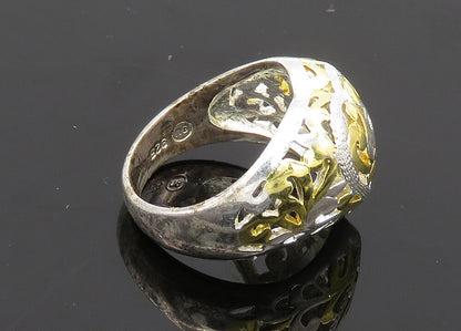 925 Silver   Vintage Shiny 2 Tone Love Heart Dome Band Ring Sz 5  RG20182
