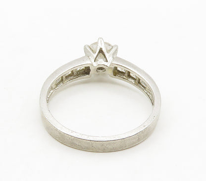 925 Sterling Silver  Cubic Zirconia Solitaire With Accents Ring Sz 10  RG15570