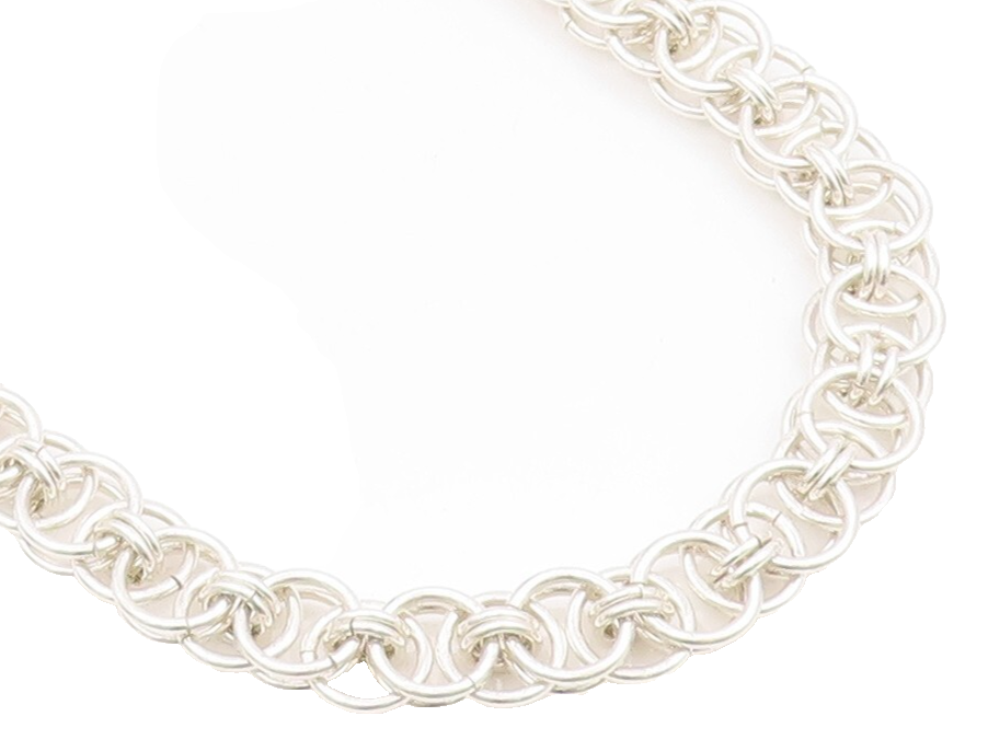 925 Sterling Silver Vintage Necklace Brutalist Interlinked Rings Cutout  NE4457