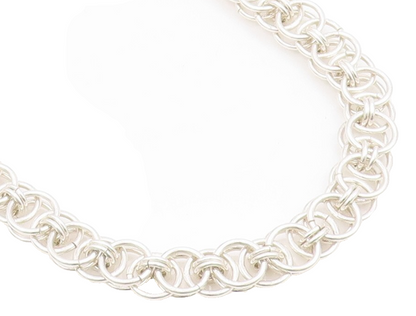 925 Sterling Silver Vintage Necklace Brutalist Interlinked Rings Cutout  NE4457