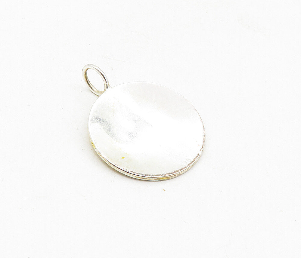 925 Sterling Silver  Vintage Shiny Two Tone Paw Print Drop Pendant  PT6418