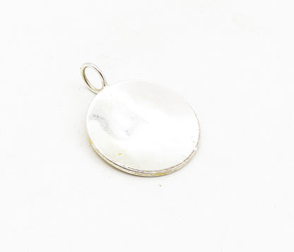 925 Sterling Silver  Vintage Shiny Two Tone Paw Print Drop Pendant  PT6418