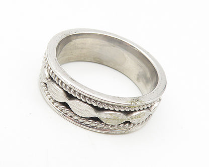 TAHARA & CO. 925 Silver  Vintage Twist Detail Round Band Ring Sz 8.5  RG11084