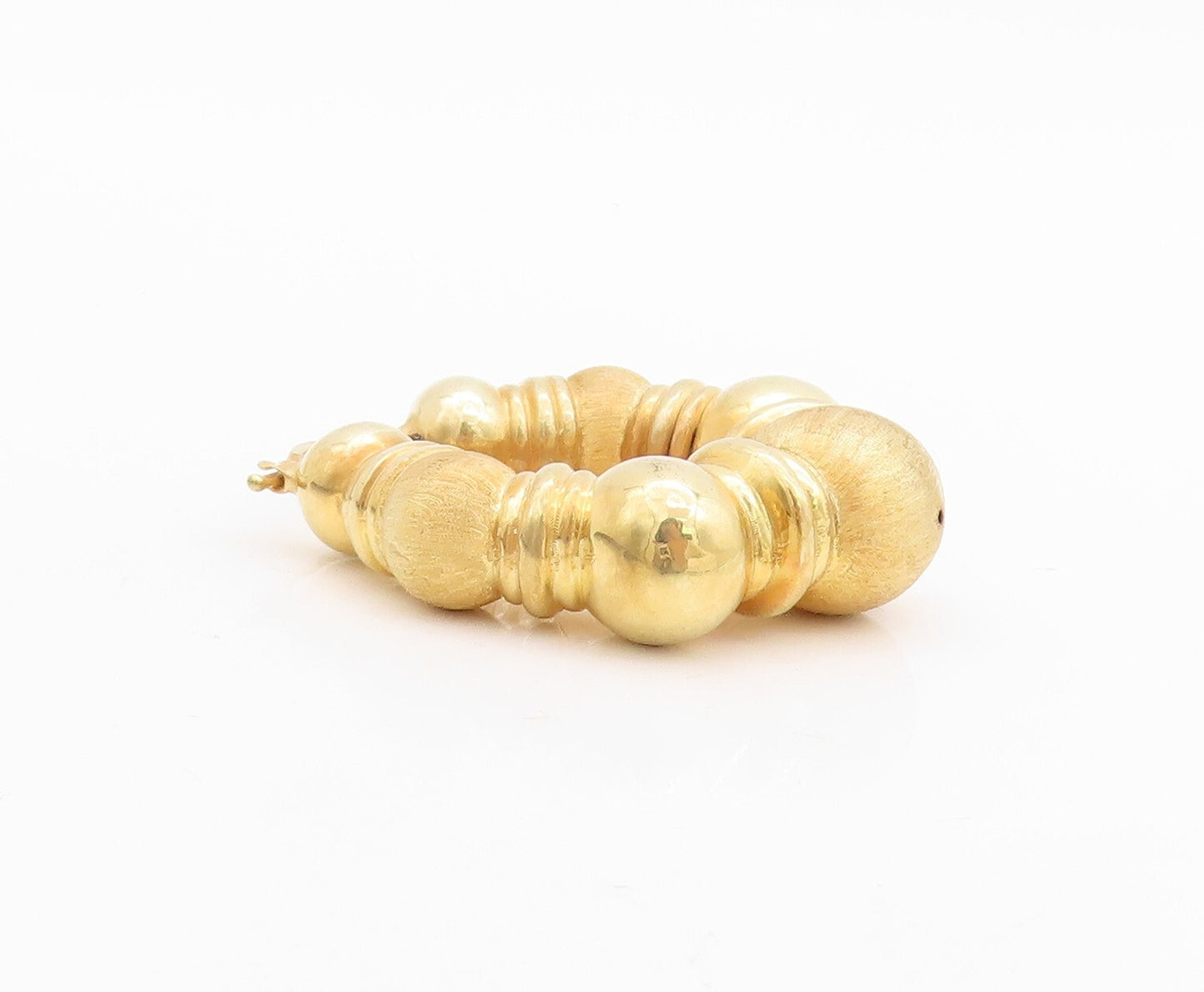 925 Sterling Silver Vintage Earrings Gold Plated Antique Carved Hoops  EG13220