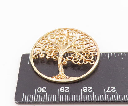 925 Sterling Silver Vintage Pendant Gold Plated Tree Of Life Medallion  PT25627
