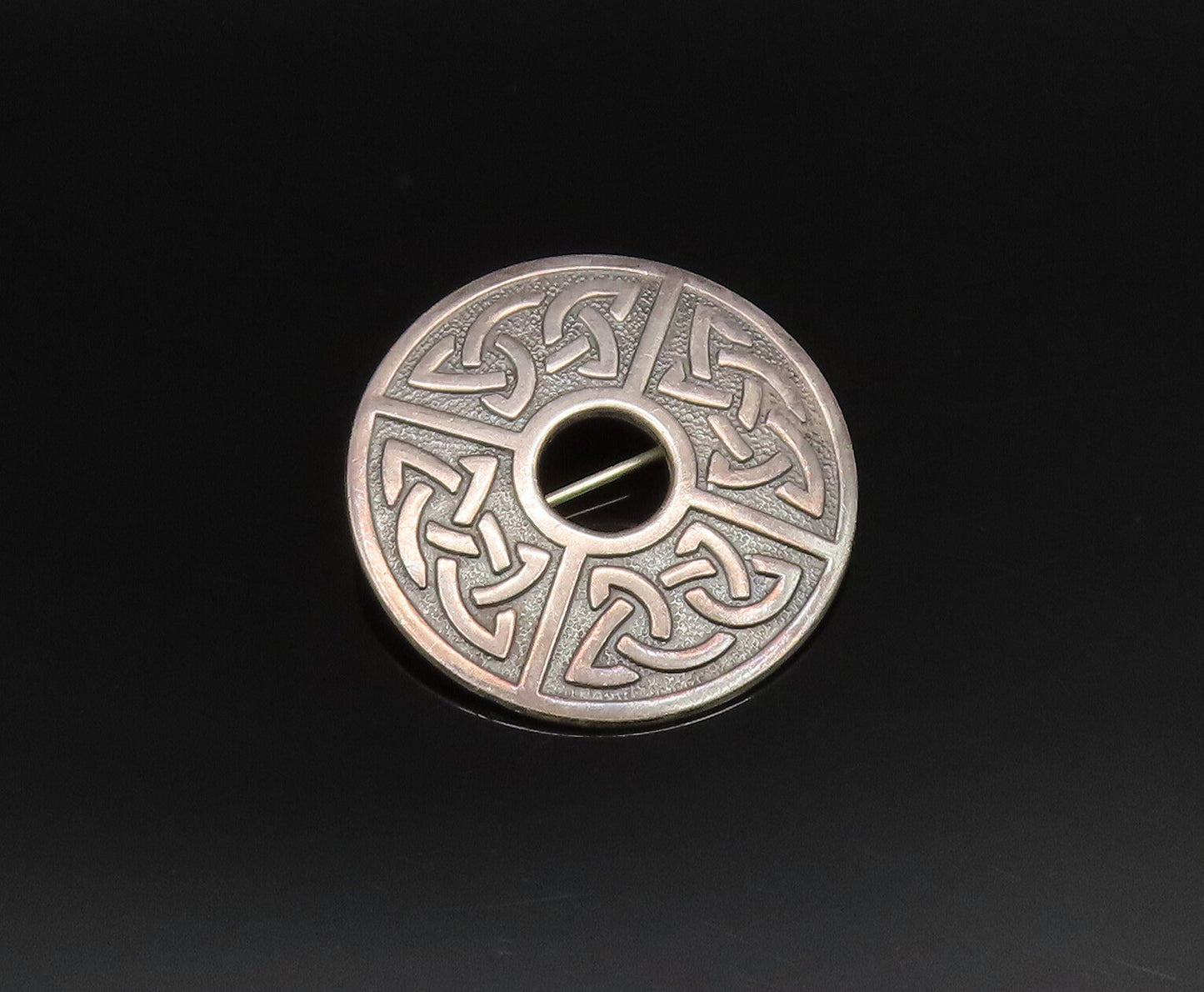 SCOTLAND 925 Sterling Silver Vintage Open Center Celtic Knot Brooch Pin BP9931
