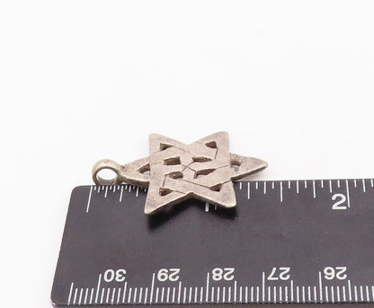 925 Sterling Silver Vintage Pendant Solid Cutout Etched Star Of David  PT23367