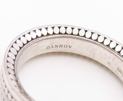 925 Sterling Silver Vintage Ring Geometric Dot Pattern Wide Band  Sz 10  RG34505