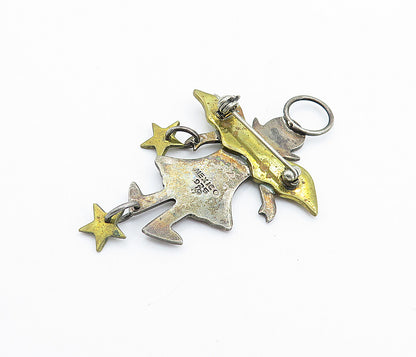 MEXICO 925 Sterling Silver  Vintage 2 Tone Love Heart Angel Brooch Pin  BP2455