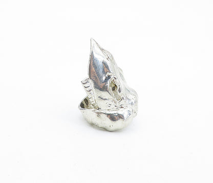 925 Sterling Silver  Vintage Sculpted Animal Skull Statement Ring Sz 7  RG6887