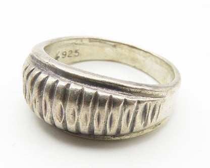 925 Sterling Silver  Vintage Dark Tone Diamond Cut Band Ring Sz 6  RG11423