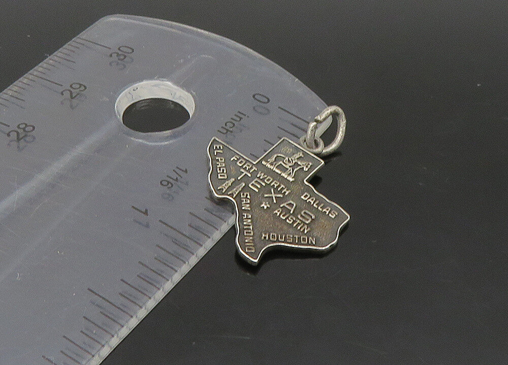 925 Sterling Silver  Vintage Dark Tone Texas State Map Pendant  PT18881