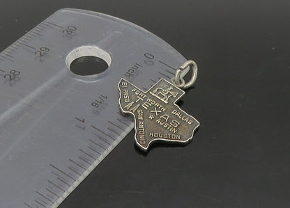 925 Sterling Silver  Vintage Dark Tone Texas State Map Pendant  PT18881
