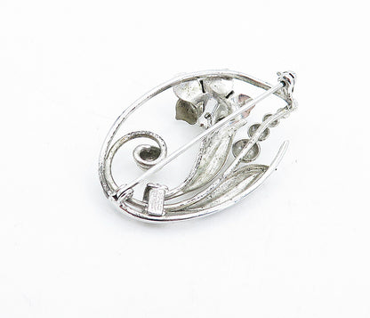 CARL ART 925 Sterling Silver  Vintage Shiny Sculpted Flower Brooch Pin  BP1844