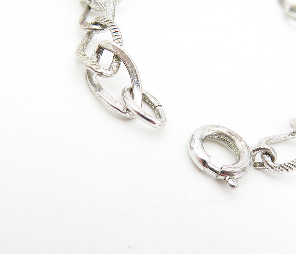 925 Sterling Silver  Vintage U.S. Military Academy Charm Chain Bracelet BT3777