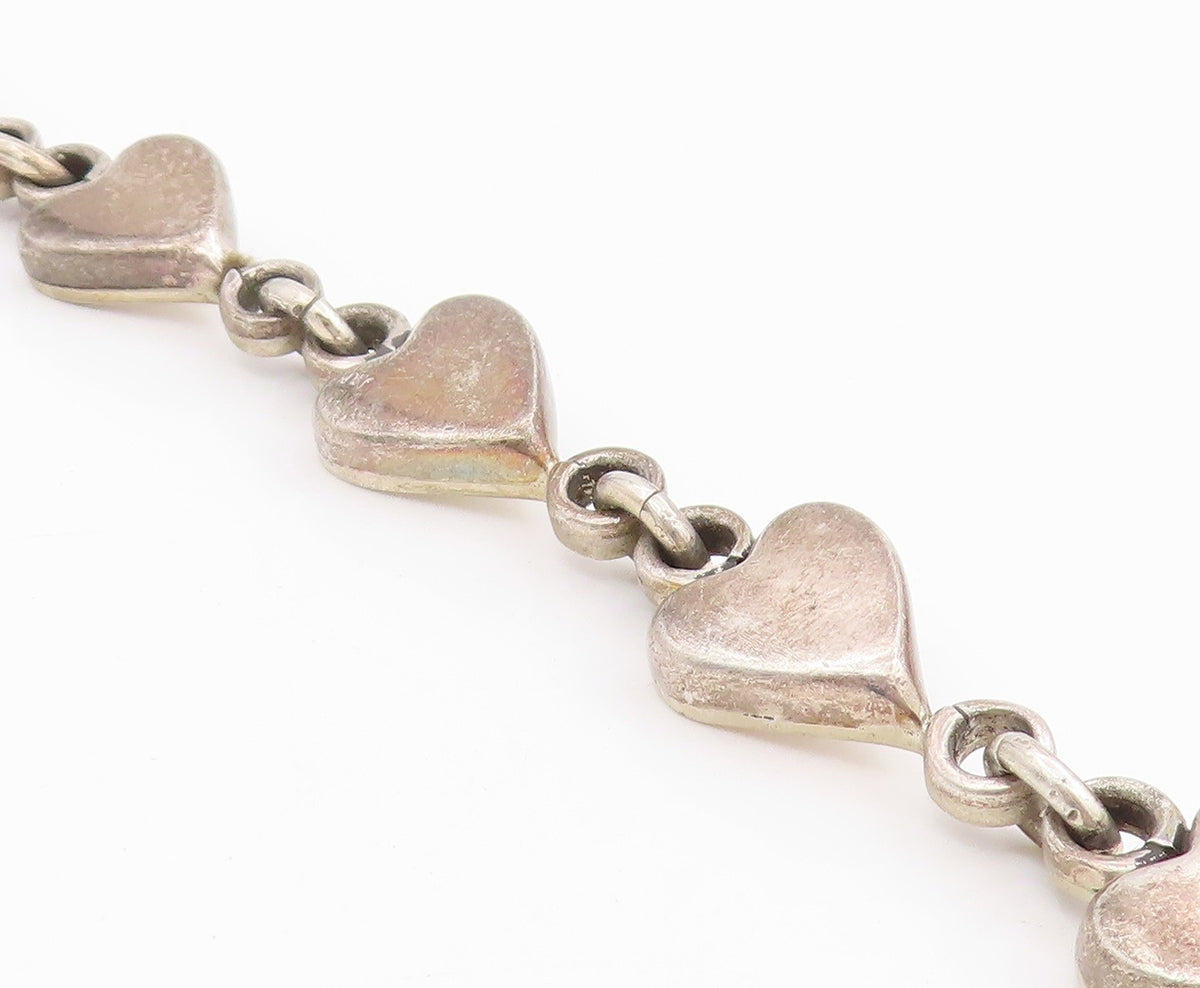 925 Sterling Silver Vintage Bracelet MEXICO Interlocking Love Hearts BT11615