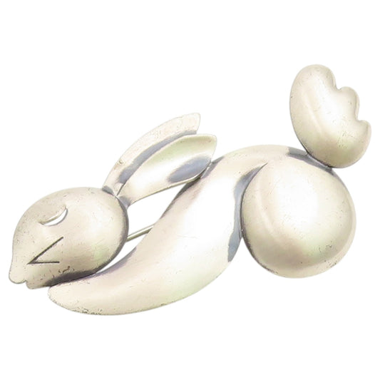 925 Sterling Silver Vintage Brooch Pin Modernist Abstract Rabbit Figure  BP12663