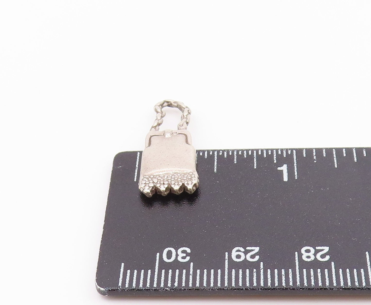 925 Sterling Silver  Vintage Shiny Petite Hand Bag Motif Pendant  PT18795