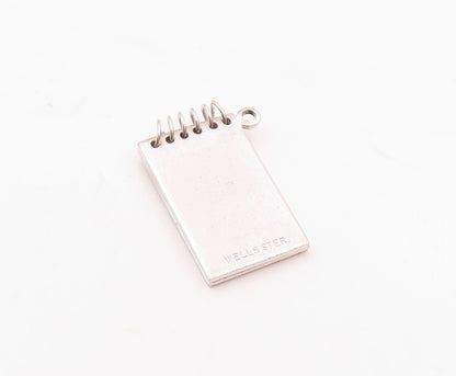 925 Sterling Silver  Vintage Etched Steno Pad Notebook Pendant (OPENS) PT20822