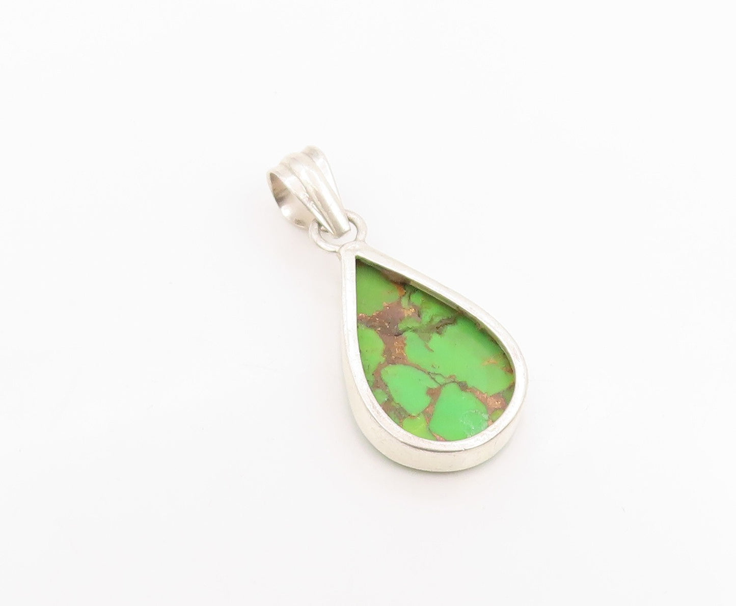 925 Sterling Silver Vintage Pendant Cabochon Turquoise Teardrop Charm  PT26245