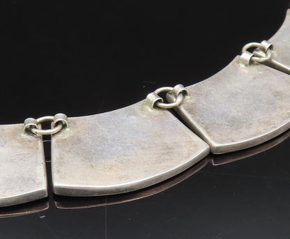 MEXICO 925 Silver  Vintage Carved Animals & Crushed Jasper Necklace  NE4028