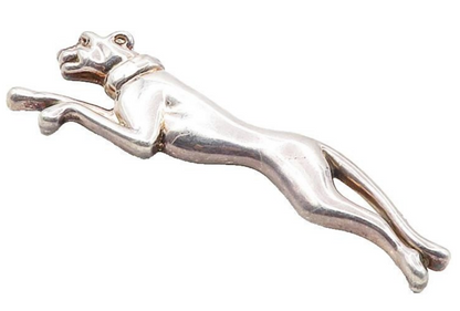 ISRAEL 925 Sterling Silver  Vintage Hollow Leaping Jaguar Brooch Pin  BP3494