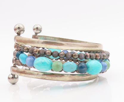 925 Sterling Silver Vintage Bracelet CAROLYN POLLACK Boho Gemstone Cuff  BT11031