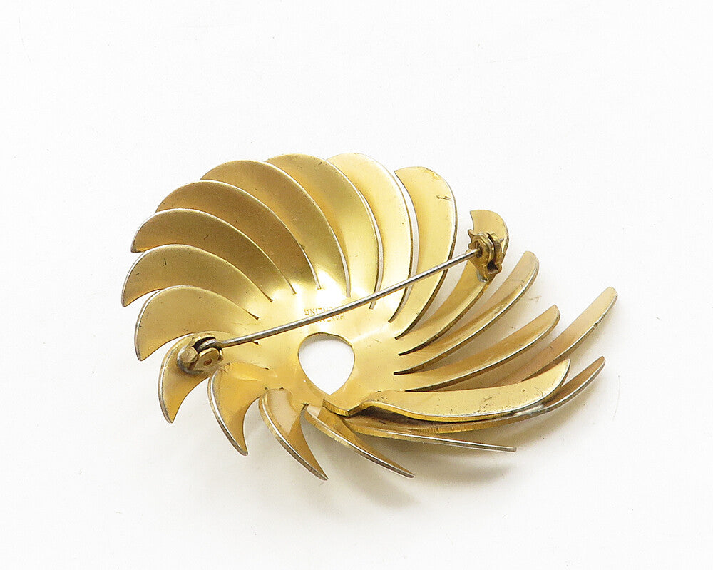 925 Sterling Silver  Vintage Shiny Modernist Spiked Design Brooch Pin  BP4074