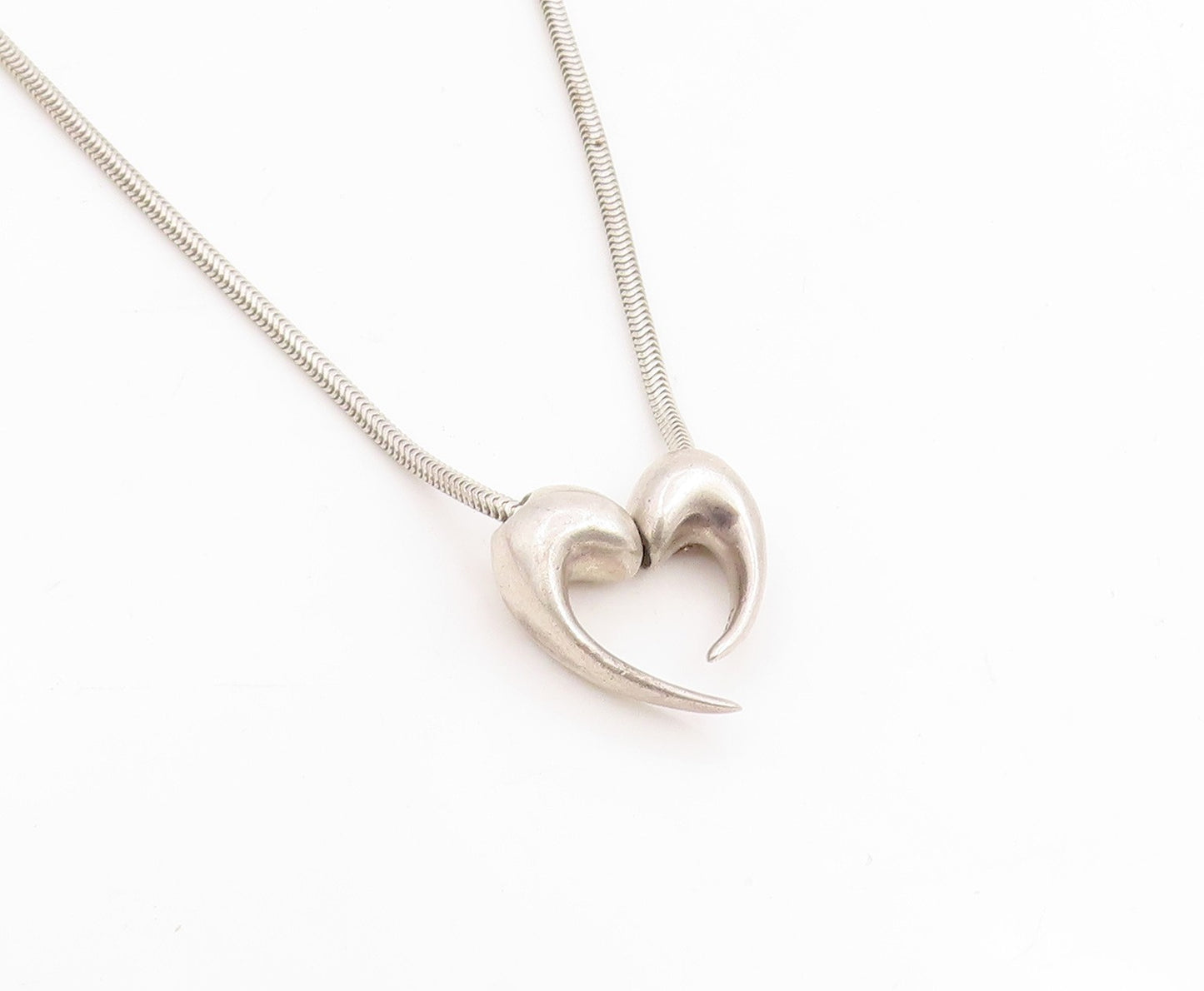 925 Sterling Silver Vintage Necklace ZINA Minimalist Love Heart Chain  NE4784