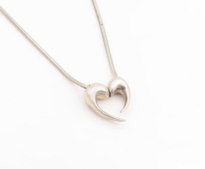 925 Sterling Silver Vintage Necklace ZINA Minimalist Love Heart Chain  NE4784