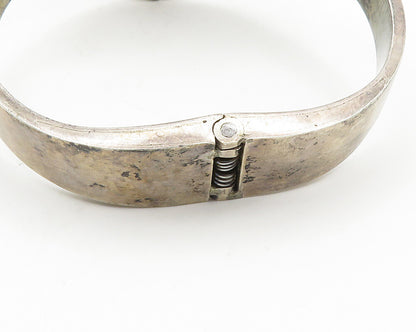 MEXICO 925 Silver  Vintage Diamond Shape Turquoise Bangle Bracelet  BT7731