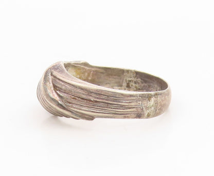 925 Sterling Silver Vintage Ring Modernist Ribbed Wave Band  Sz 10.5  RG34908