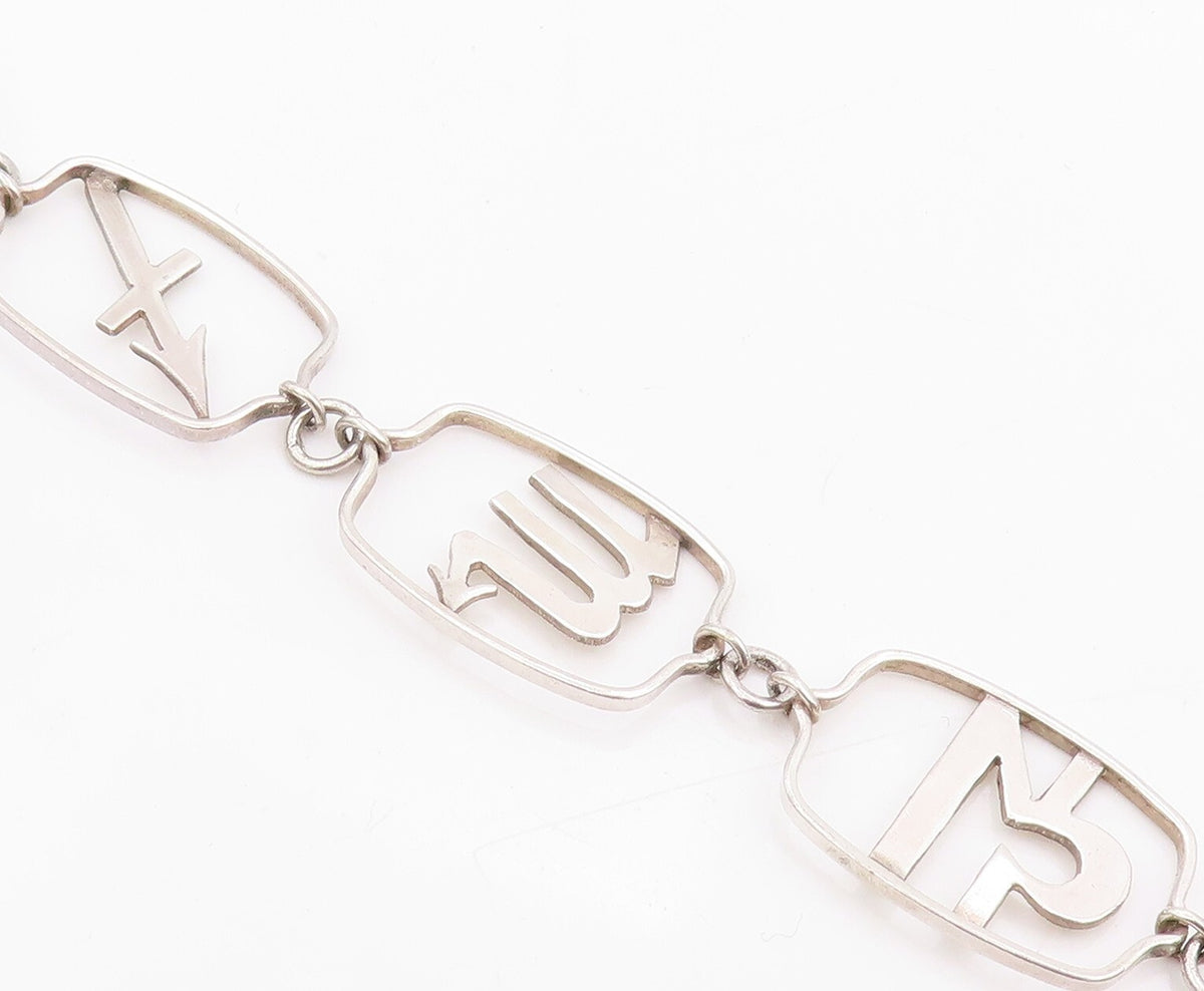 925 Sterling Silver Vintage Necklace ROGER NICHOLS Objects Cutout Chain NE4445