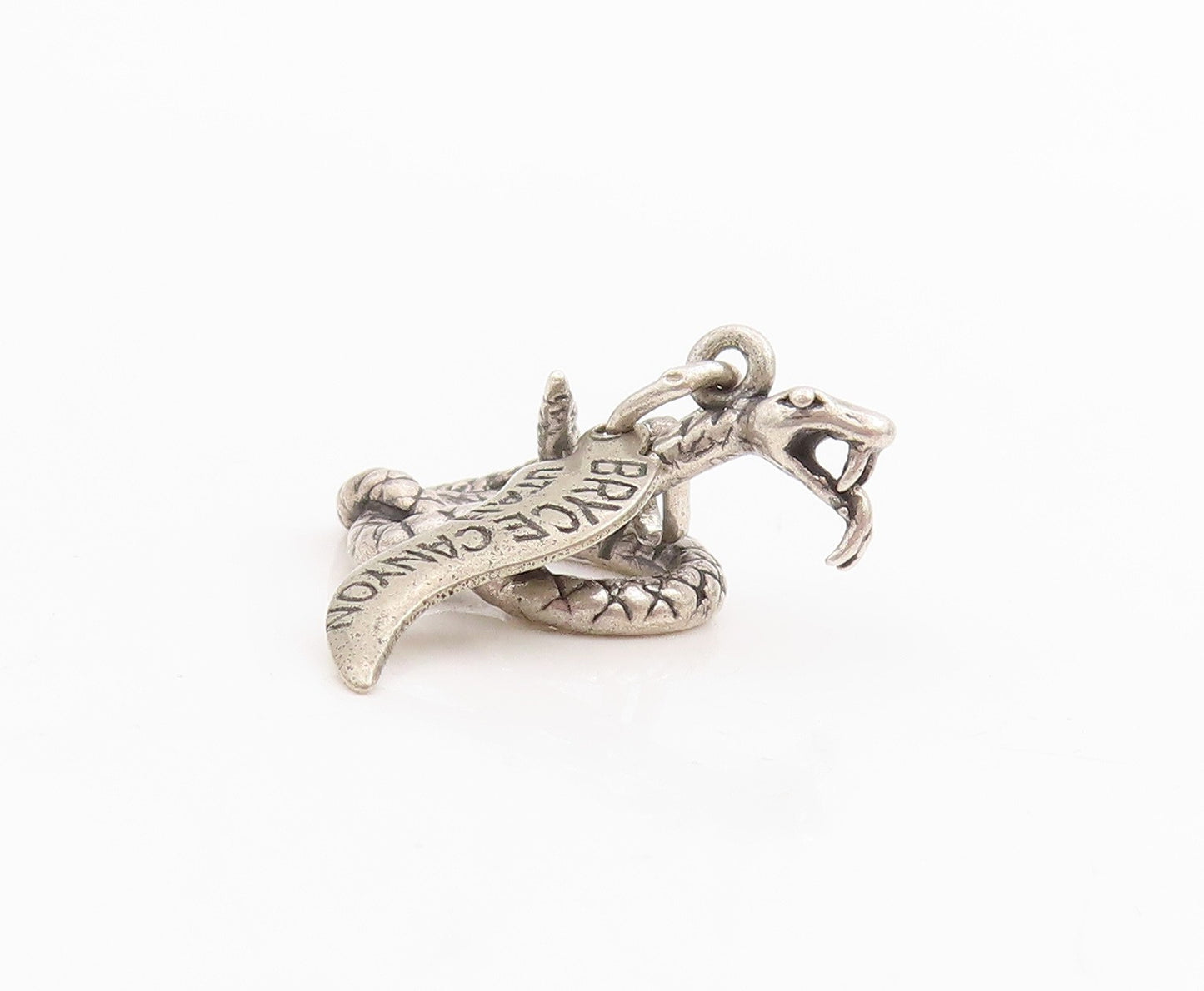 925 Sterling Silver Vintage Pendant Etched Bryce Canyon Coiled Snake  PT25226