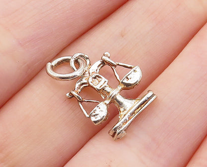 925 Sterling Silver  Vintage Petite Shiny Balancing Scales Pendant  PT4918